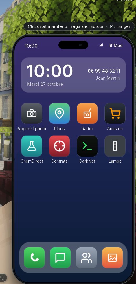 L’écran d’accueil du téléphone en jeu